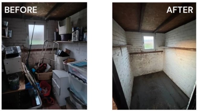 Garage clearance — old tools and stored items removed